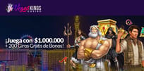 ¡Hasta CLP $1.000.000 + 200 giros gratis te esperan en VegasKings Casino!